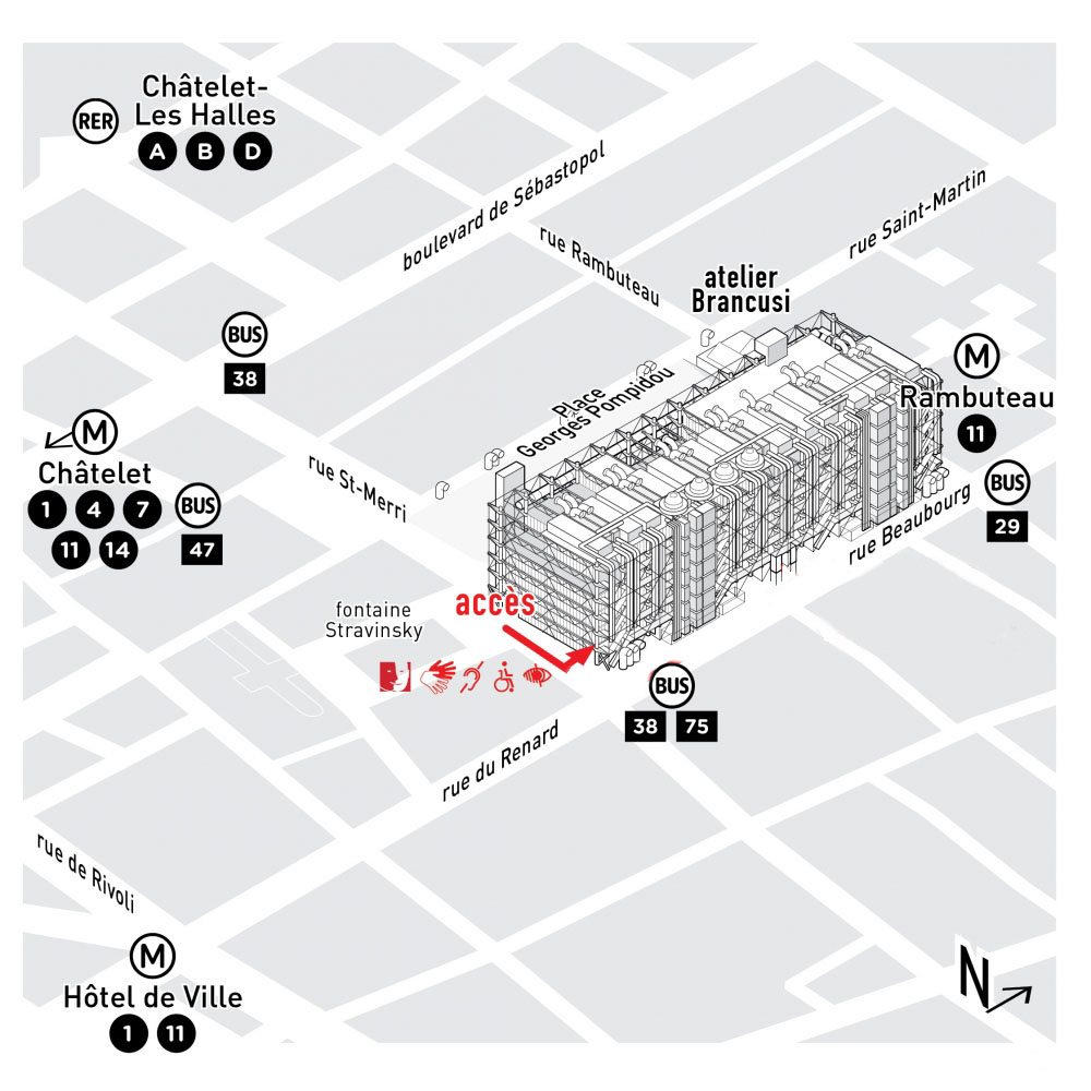 Plan d'accès au Centre Pompidou pendant les travaux